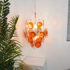 Vintage Murano Orange Transparent Disc Chandelier product image