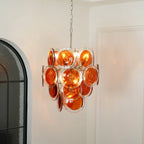 Vintage Murano Orange Transparent Disc Chandelier product image