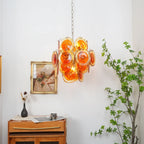 Vintage Murano Orange Transparent Disc Chandelier additional product view
