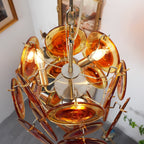 Vintage Murano Orange Transparent Disc Chandelier product image