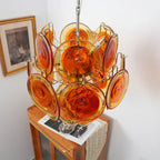 Vintage Murano Orange Transparent Disc Chandelier product image