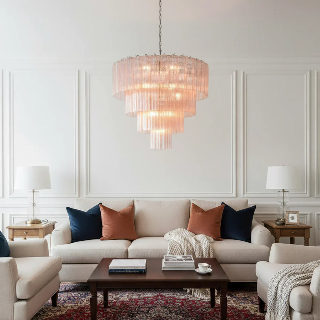 Pink Murano Star Shaped Glass Tube Chandelier product image