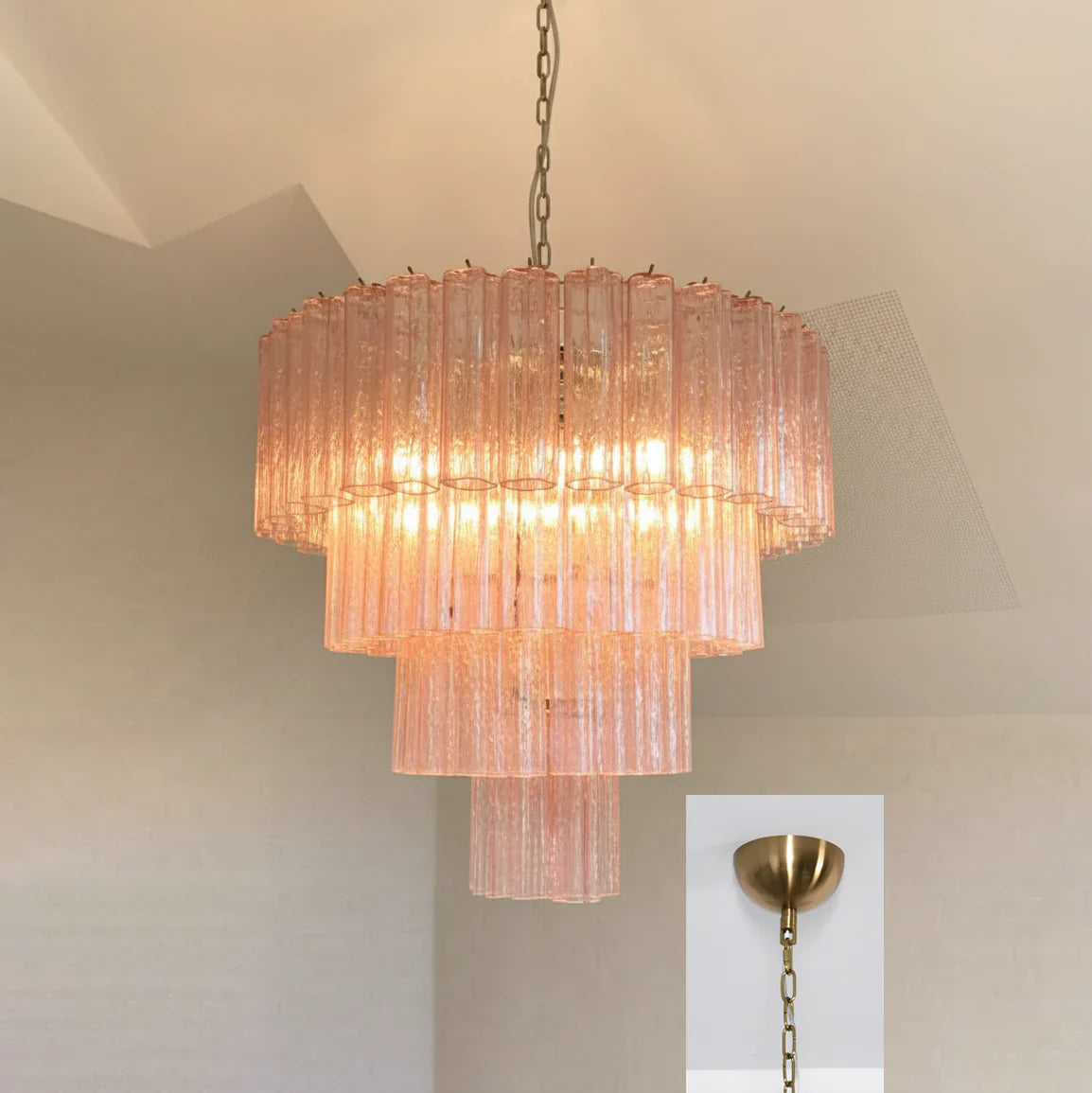 Pink Murano Star Shaped Glass Tube Chandelier product image