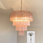 Pink Murano Star Shaped Glass Tube Chandelier product image