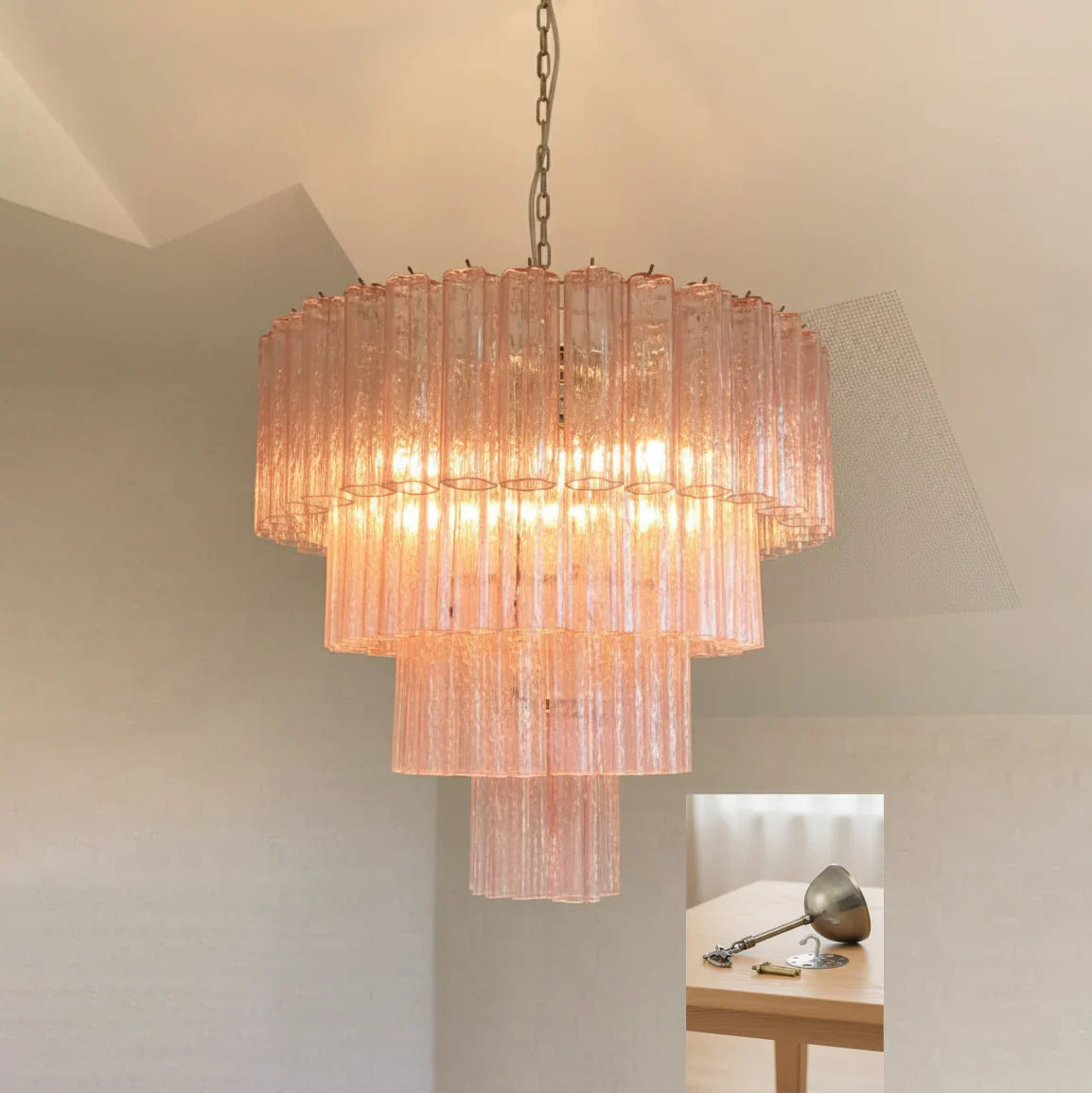 Pink Murano Star Shaped Glass Tube Chandelier product image