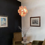Vintage Murano Pink Glass Disks Chandelier material and finish detail