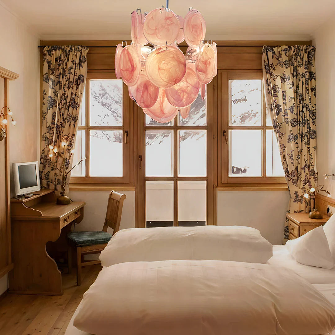 Vintage Murano Pink Glass Disks Chandelier product image