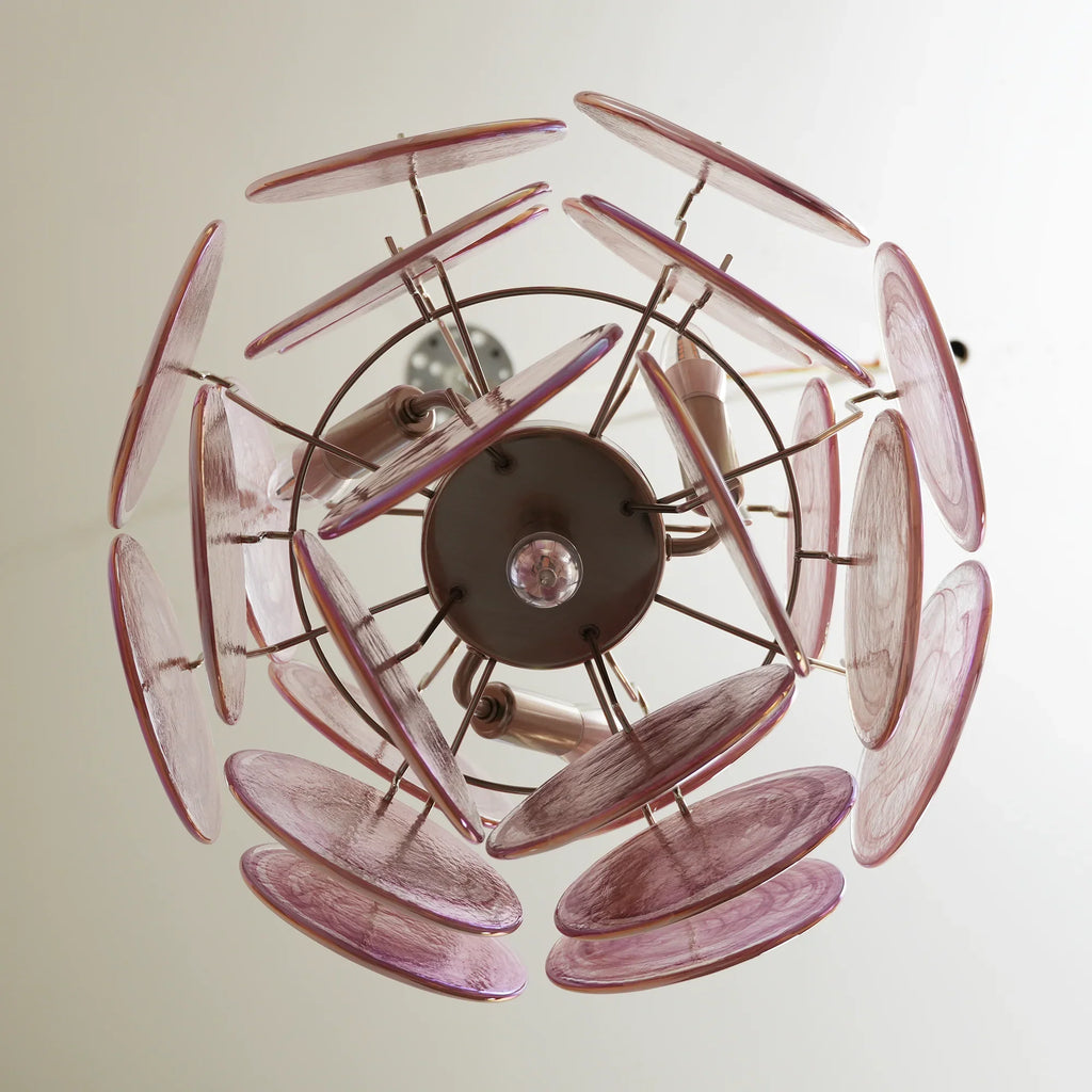 Vintage Murano Pink Glass Disks Chandelier product image
