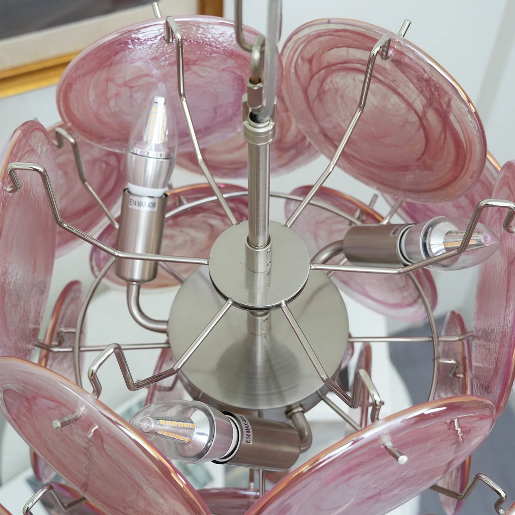 Vintage Murano Pink Glass Disks Chandelier product image