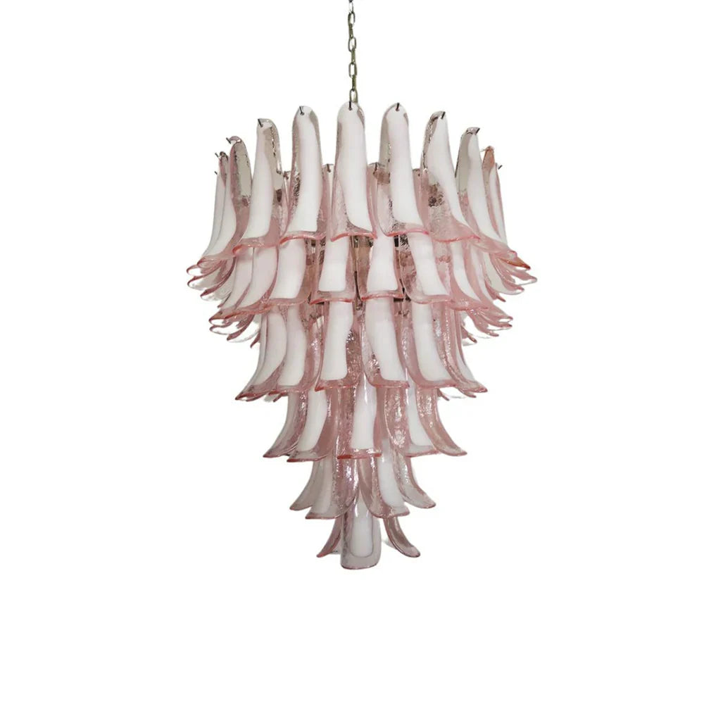 Vintage Murano Pink Glass Petals Chandelier by Bling Lighting Studio