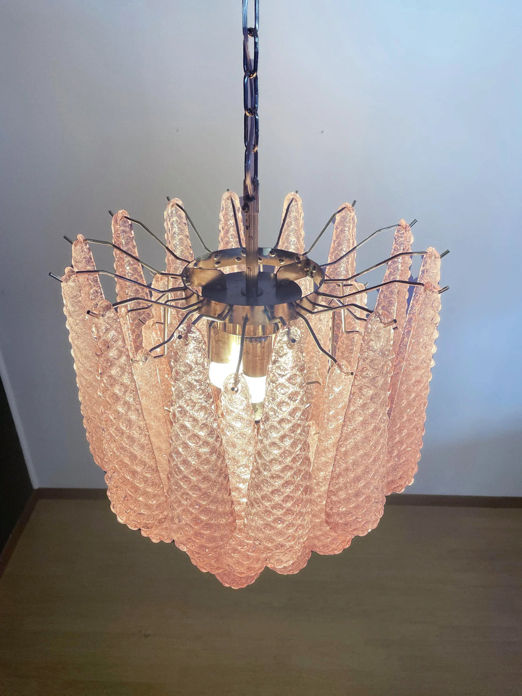 Vintage Murano Pink Glass Petals Chandelier product image