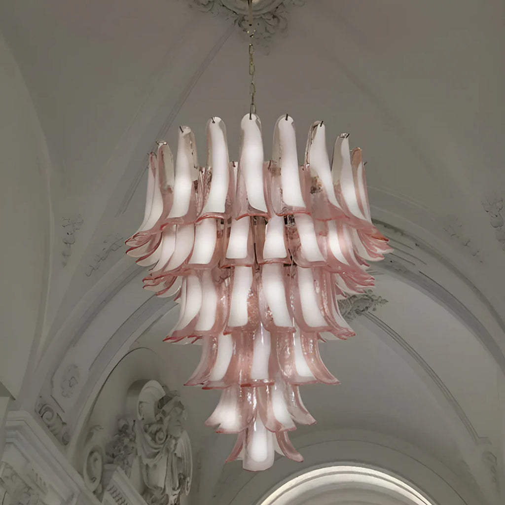 Vintage Murano Pink Glass Petals Chandelier product image
