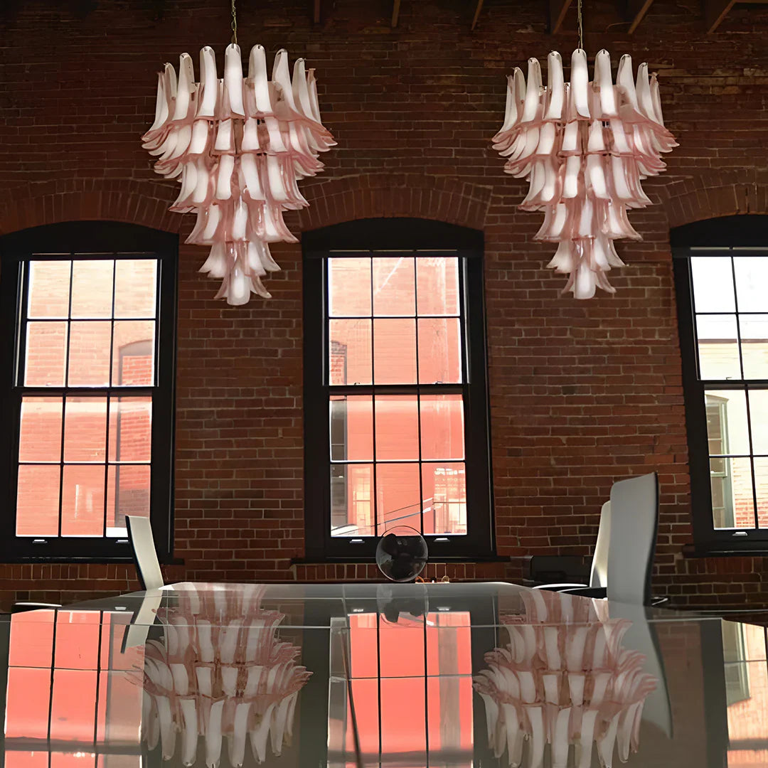 Vintage Murano Pink Glass Petals Chandelier product image
