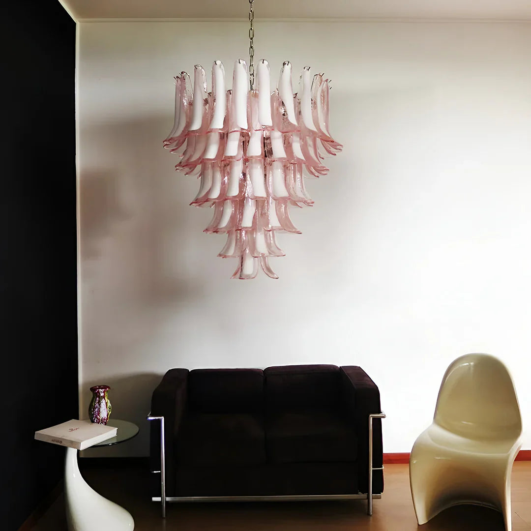 Vintage Murano Pink Glass Petals Chandelier additional product view