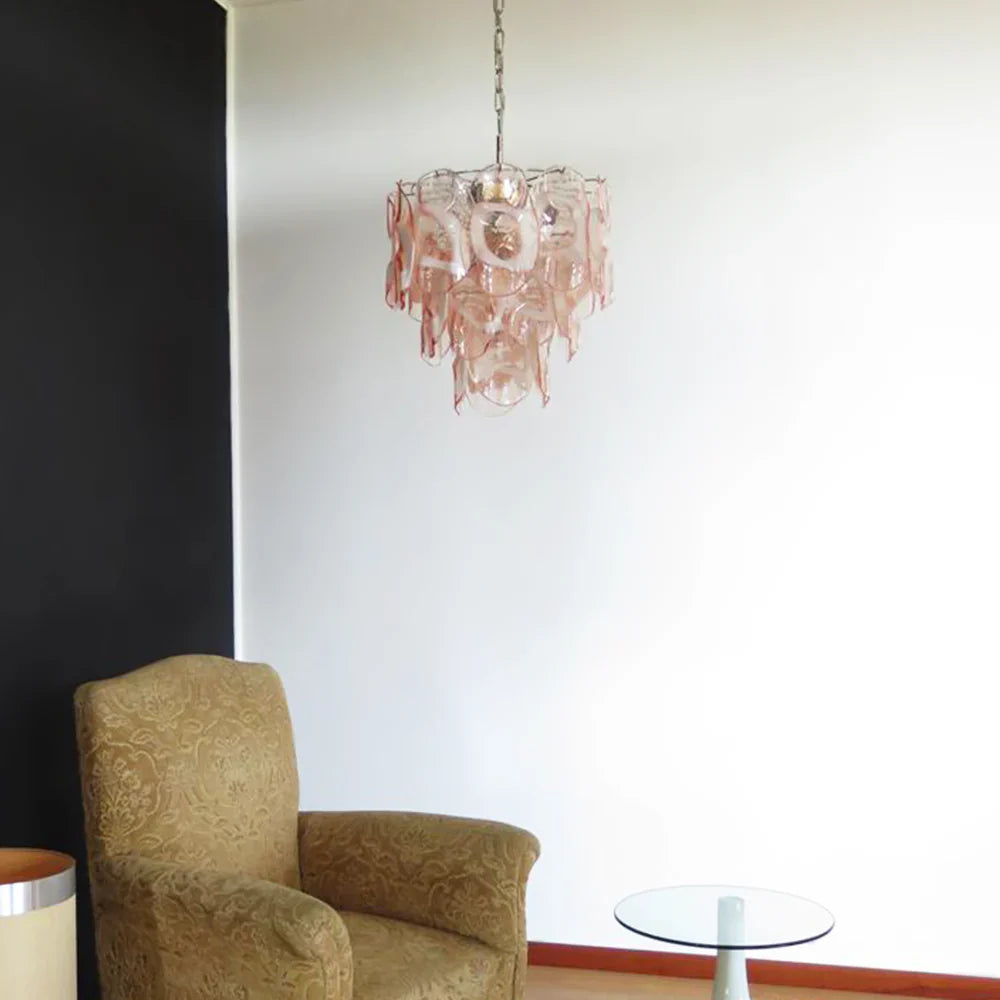 Vintage Murano Pink Glasses Chandelier detail view
