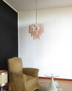 Vintage Murano Pink Glasses Chandelier material and finish detail