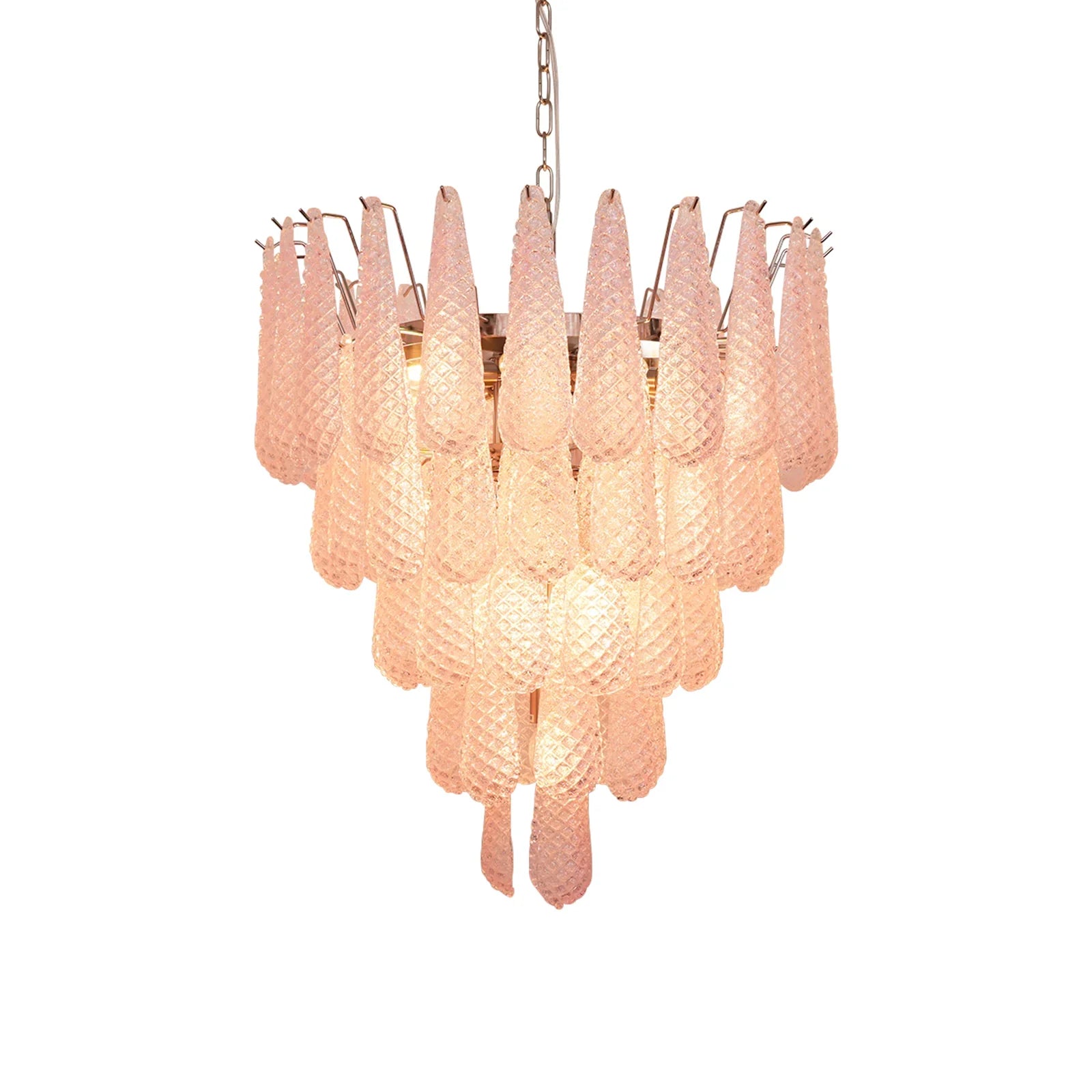 Pink Murano Petal Drop Glass Chandelier by Bling Lighting Studio