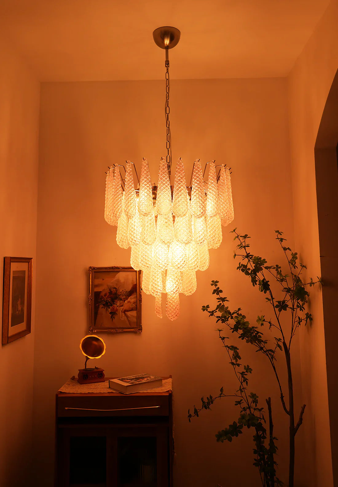 Pink Murano Petal Drop Glass Chandelier product image