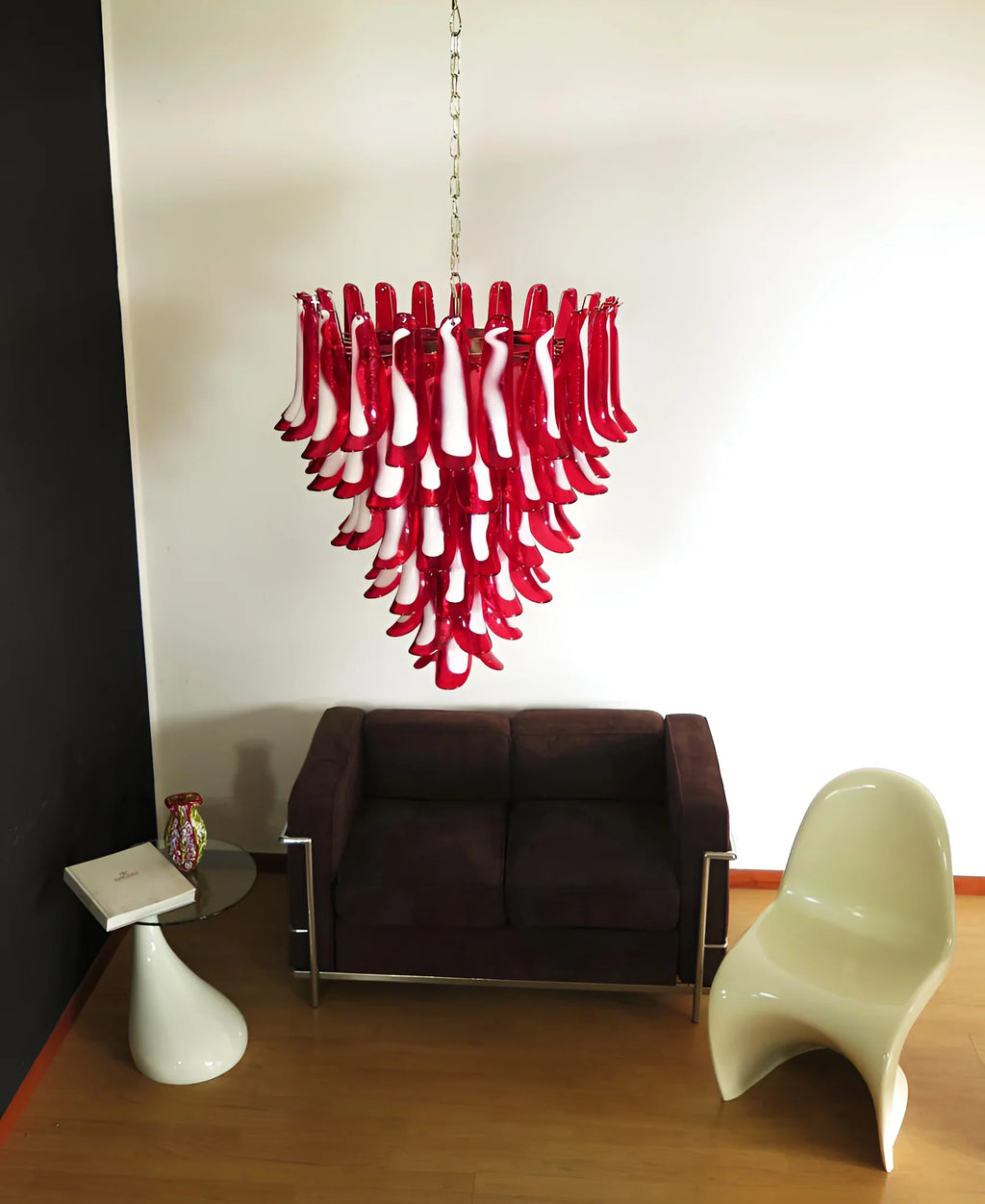 Vintage Murano Red Glass Petals Chandelier product image