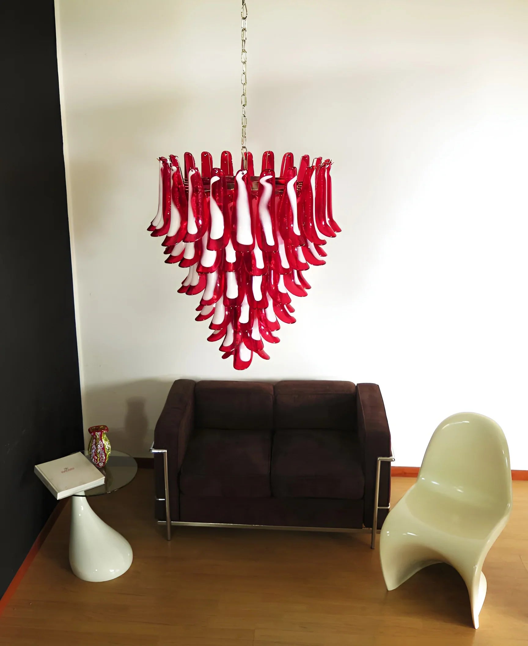 Vintage Murano Red Glass Petals Chandelier product image