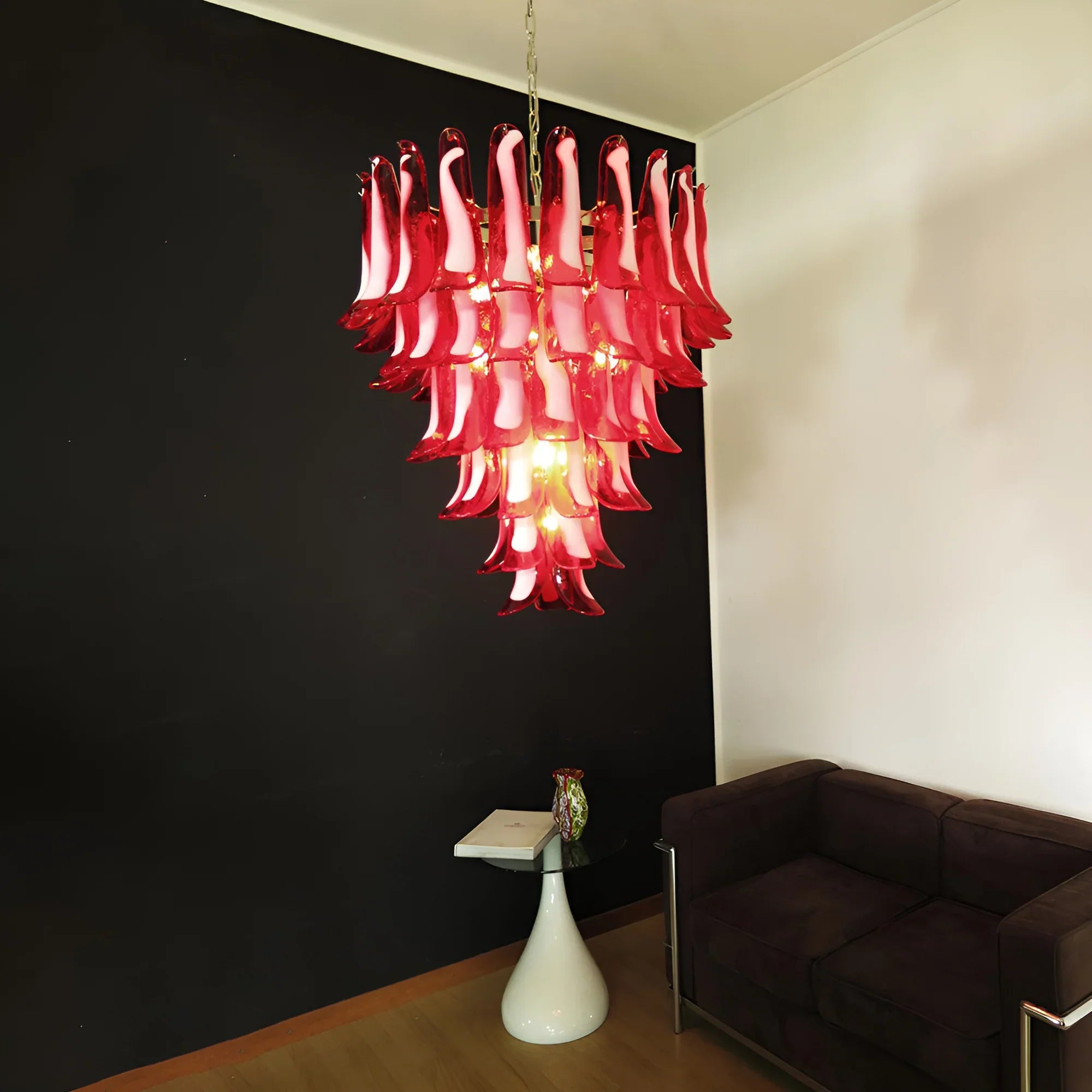 Vintage Murano Red Glass Petals Chandelier additional product view