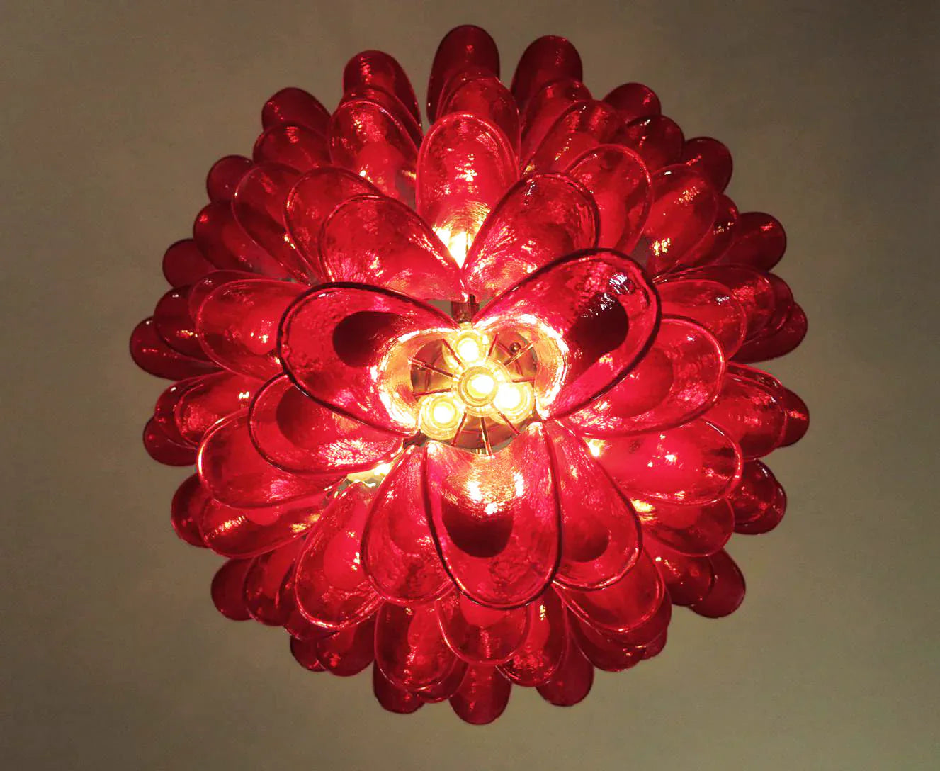 Vintage Murano Red Glass Petals Chandelier product image