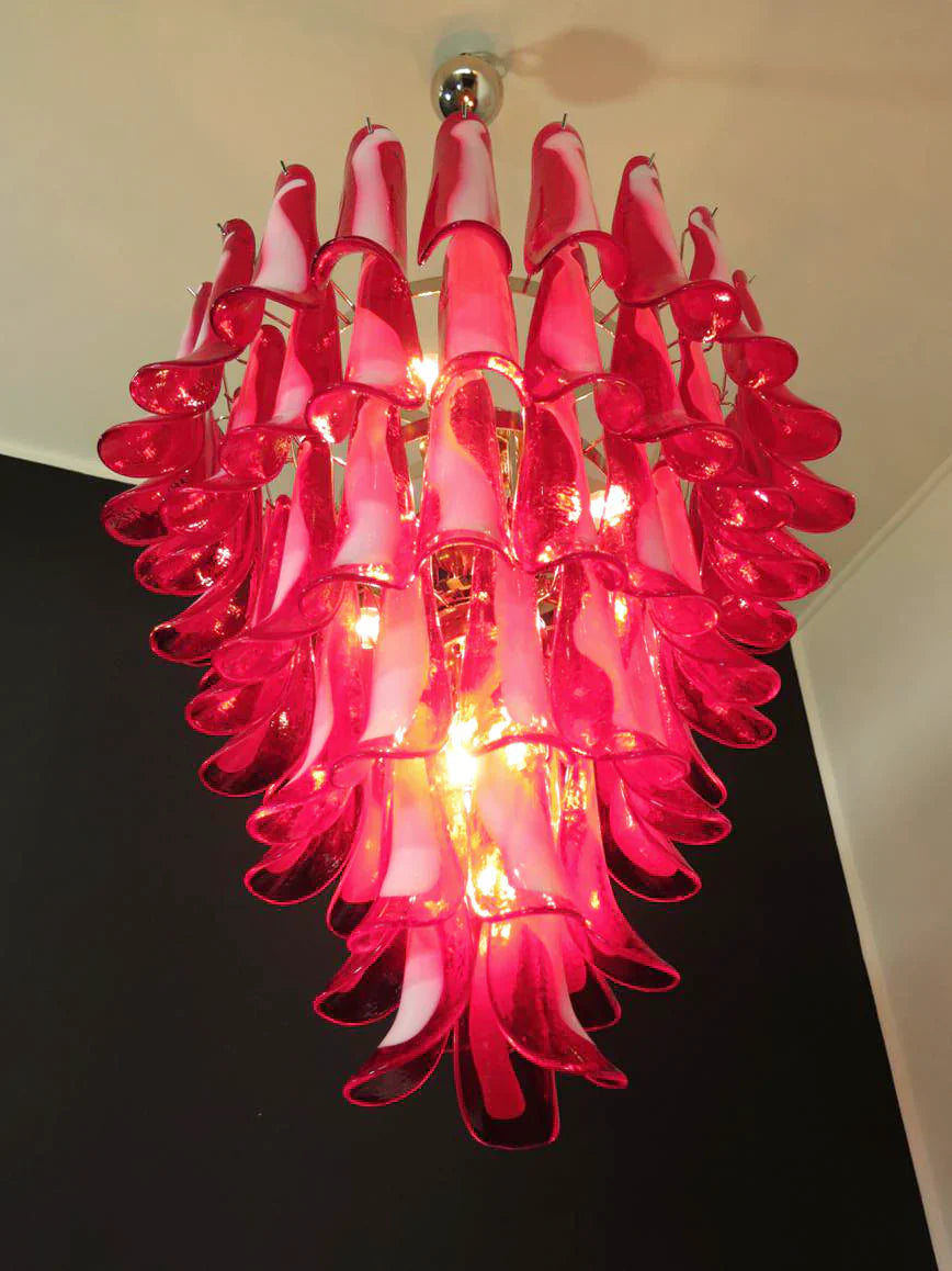Vintage Murano Red Glass Petals Chandelier product image
