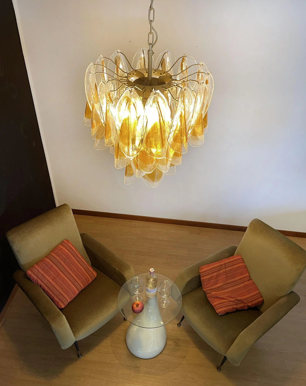 Vintage Murano Swallows Amber Glass Chandelier product image