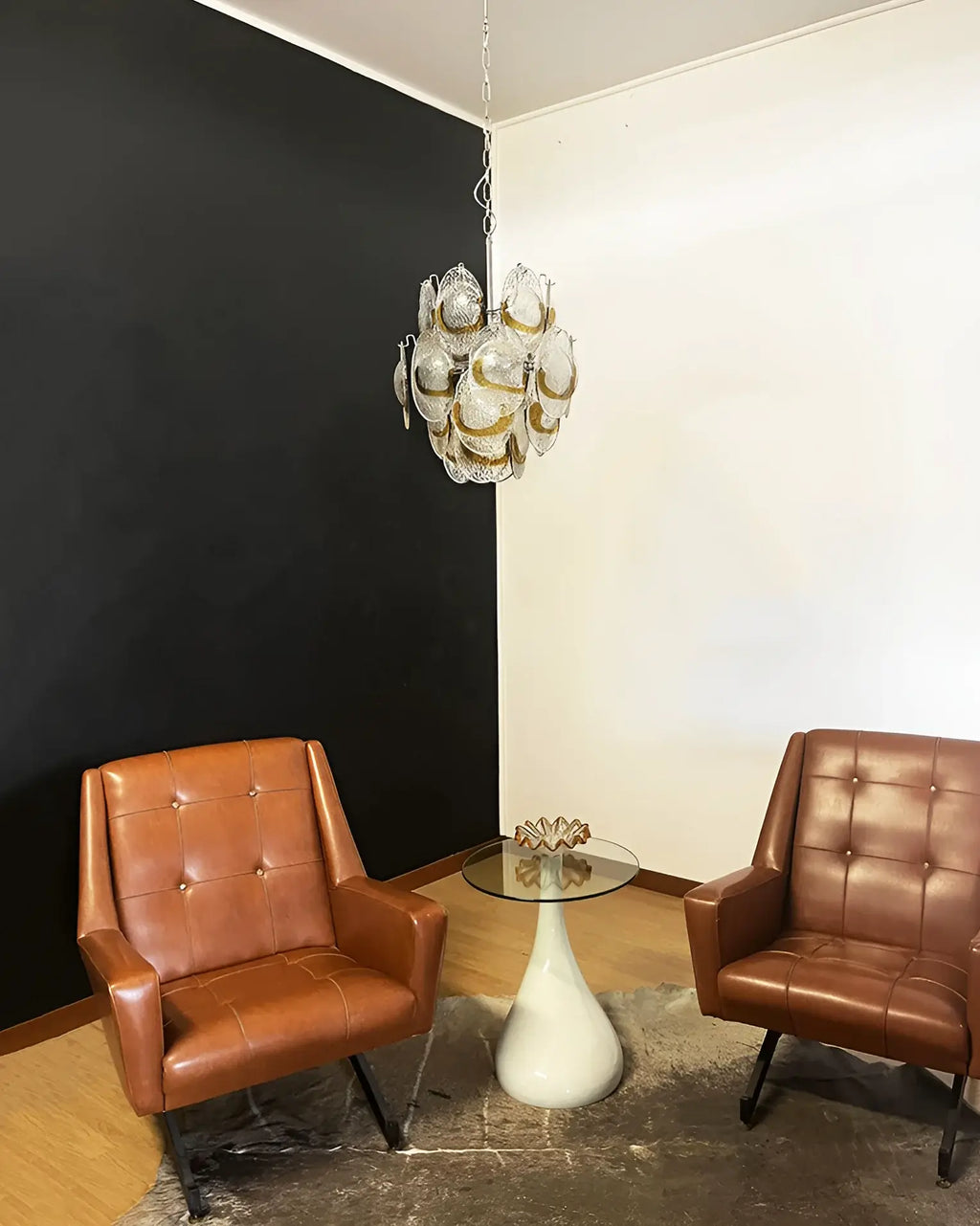 Vintage Murano Transparent Amber Chandelier material and finish detail