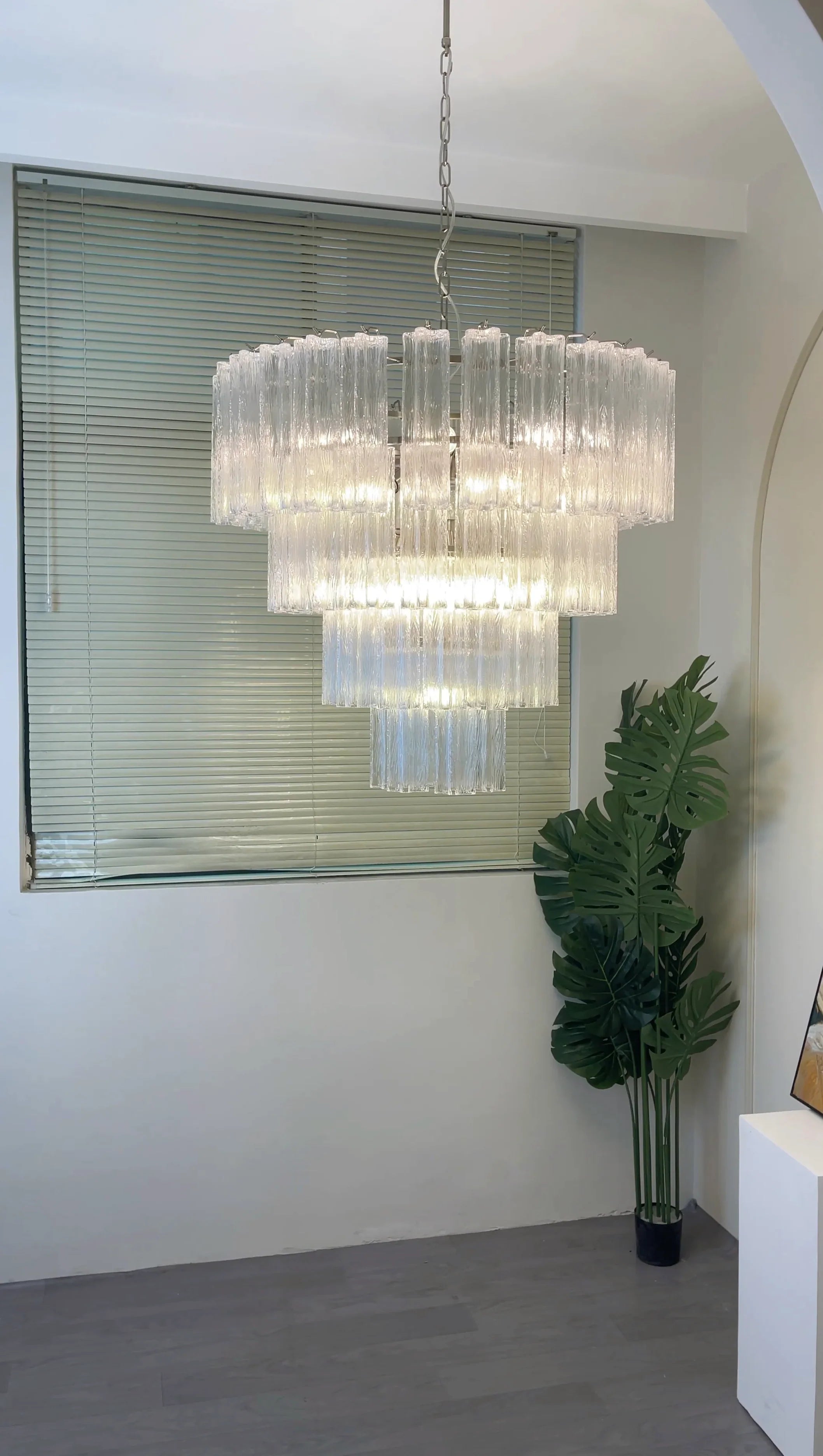 Vintage Murano Transparent Glass Chandelier additional product view