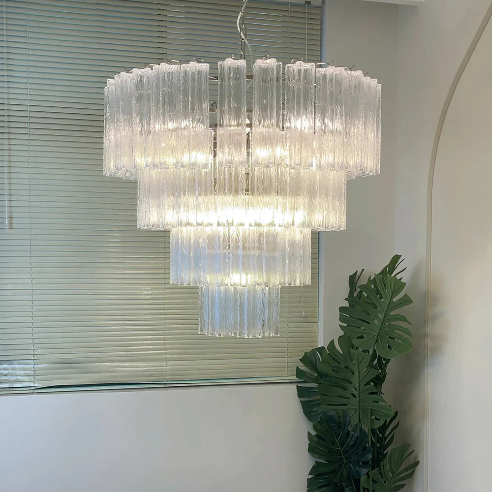 Vintage Murano Transparent Glass Chandelier detail view