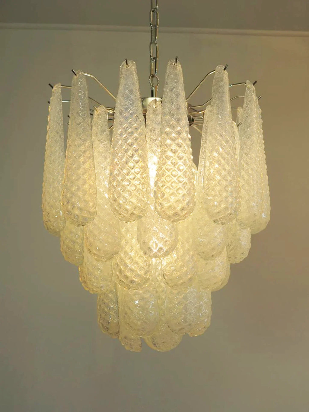 Vintage Murano Transparent Glass Petals Chandelier product image