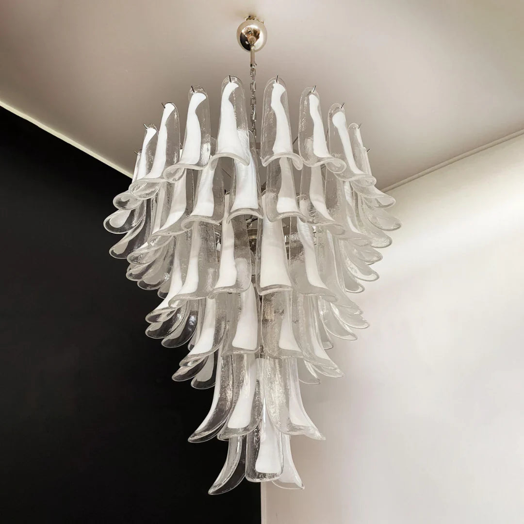 Vintage Murano Transparent Glass Petals Chandelier product image