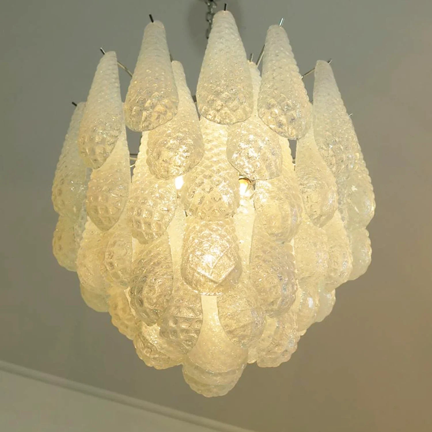 Vintage Murano Transparent Glass Petals Chandelier product image