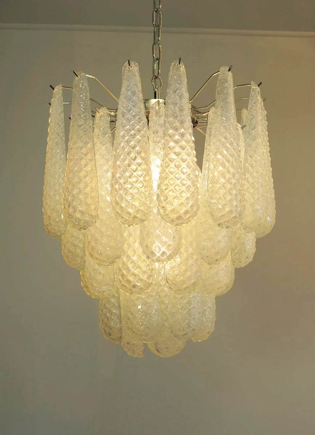 Vintage Murano Transparent Glass Petals Chandelier product image