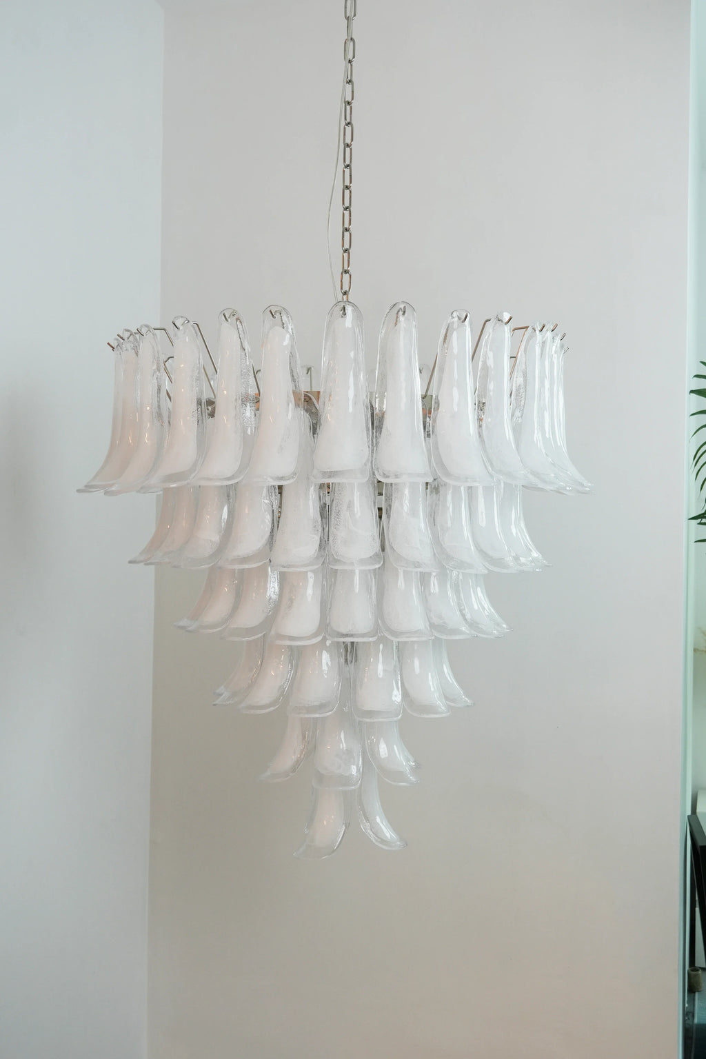 Vintage Murano Transparent Glass Petals Chandelier product image