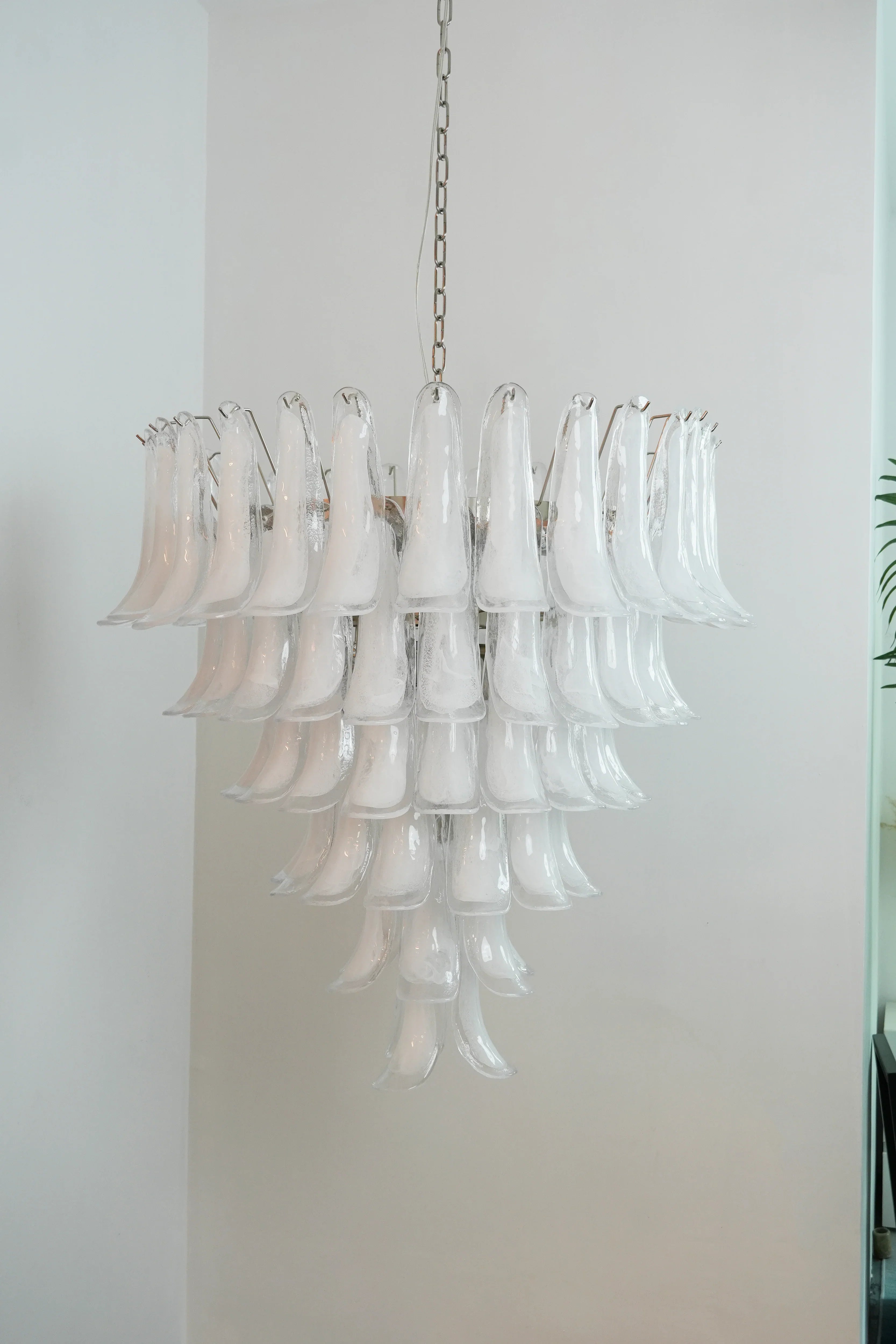 Vintage Murano Transparent Glass Petals Chandelier product image