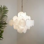 Vintage Murano White Disks Chandelier material and finish detail