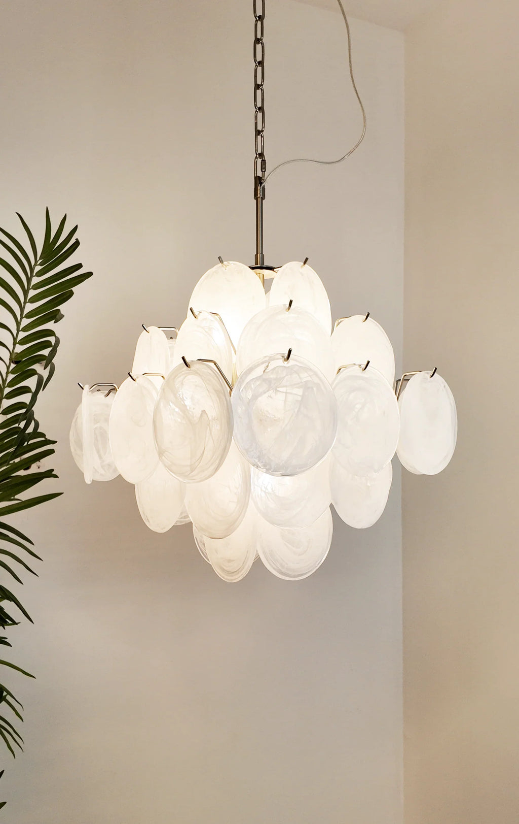 Vintage Murano White Disks Chandelier additional product view