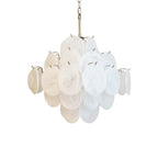 Vintage Murano White Disks Chandelier by Bling Lighting Studio