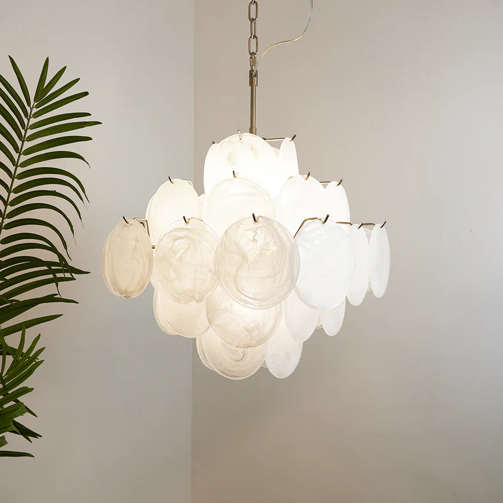 Vintage Murano White Disks Chandelier product image