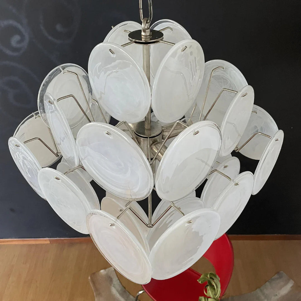 Vintage Murano White Disks Chandelier product image