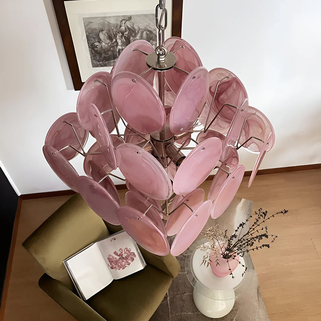 Vintage Murano Pink Disks Chandelier product image