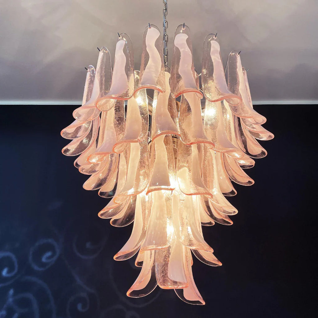 Vintage Pink Murano Glass Petals Chandelier product image