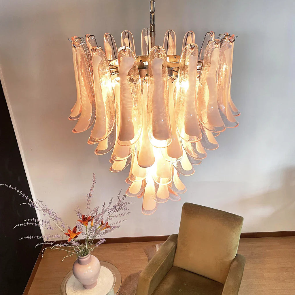 Vintage Pink Murano Glass Petals Chandelier product image