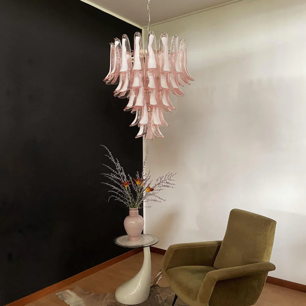 Vintage Pink Murano Glass Petals Chandelier additional product view