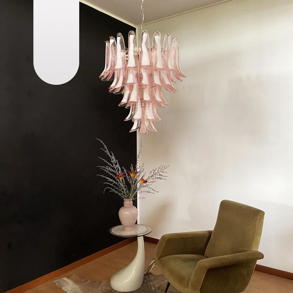 Vintage Pink Murano Glass Petals Chandelier product image