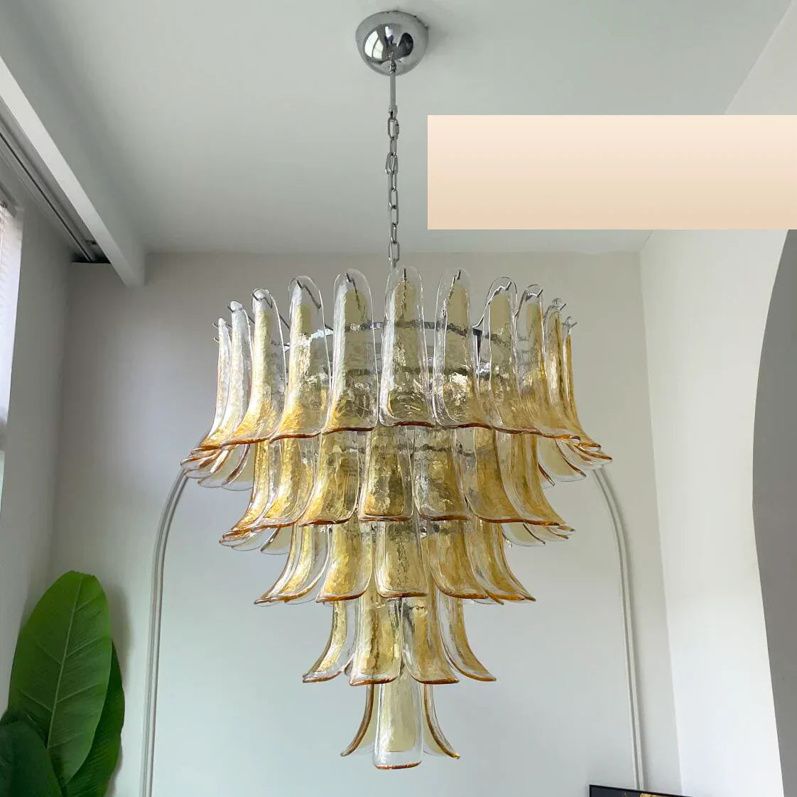 Vintage Transparent Amber Murano Petals Chandelier product image