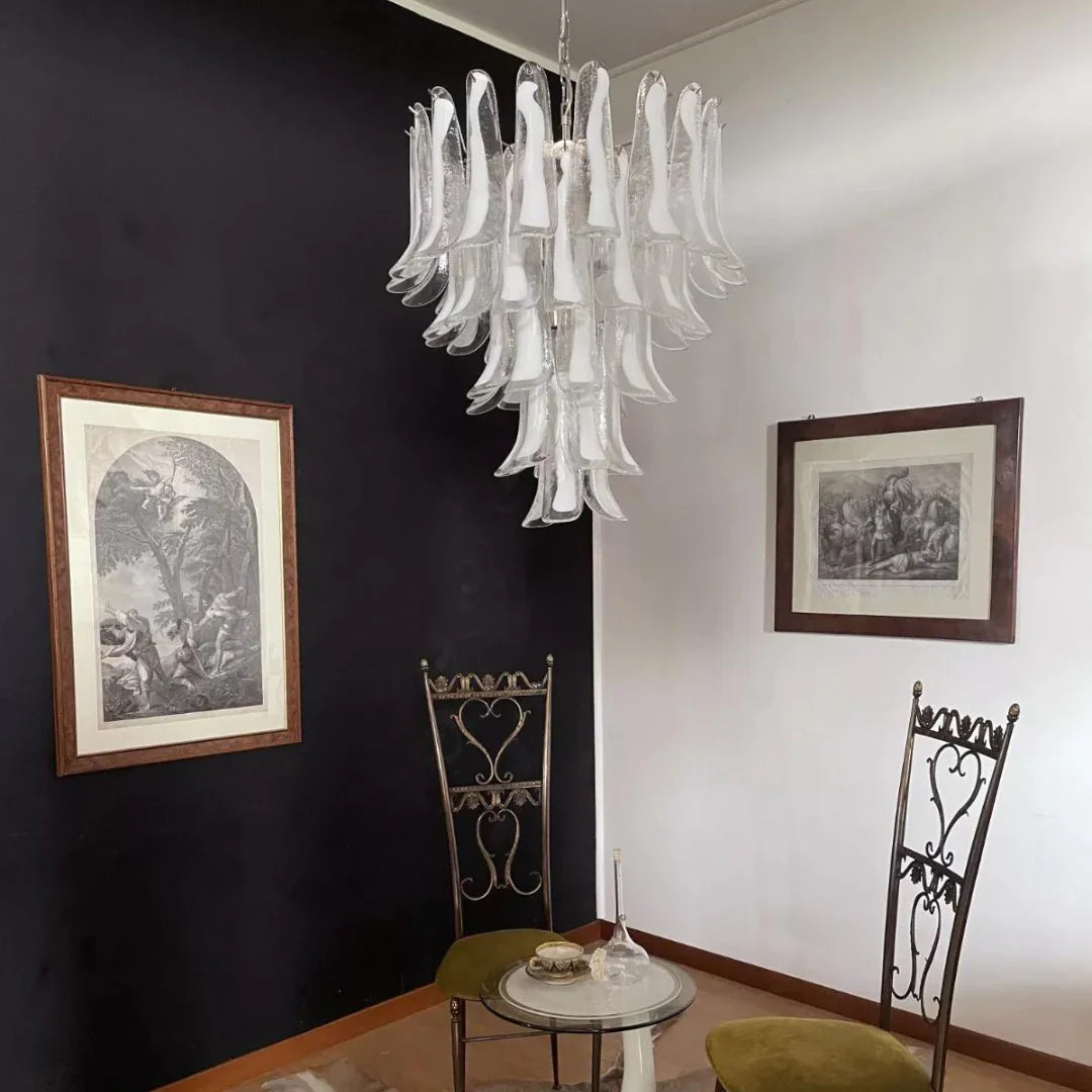 Vintage Transparent Murano Petals Chandelier material and finish detail