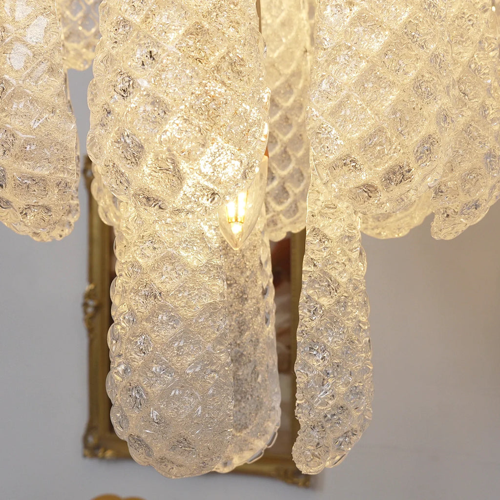 Vintage Transparent Murano Glass Petals Drop Chandelier product image